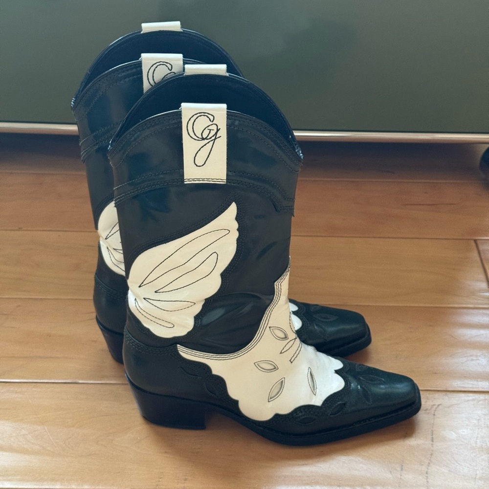 Ganni High Texas Leather Cowboy Boots